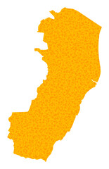 Vector Golden map of Espirito Santo State. Map of Espirito Santo State is isolated on a white background. Golden particles pattern based on solid yellow map of Espirito Santo State.