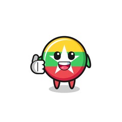 myanmar flag mascot doing thumbs up gesture