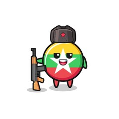 cute myanmar flag cartoon as Russian army