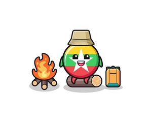 camping illustration of the myanmar flag cartoon
