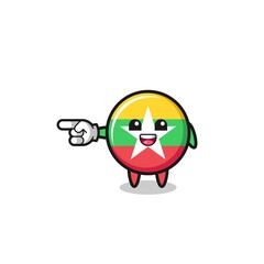 myanmar flag cartoon with pointing left gesture