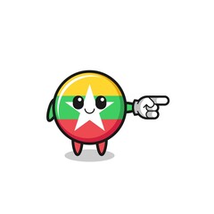 myanmar flag mascot with pointing right gesture