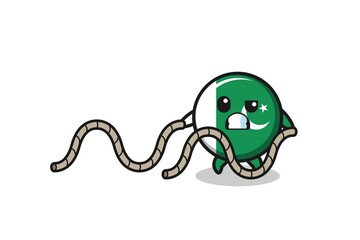illustration of pakistan flag doing battle rope workout