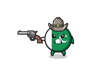 the pakistan flag cowboy shooting with a gun