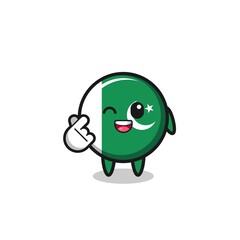 pakistan flag character doing Korean finger heart