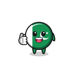 pakistan flag mascot doing thumbs up gesture