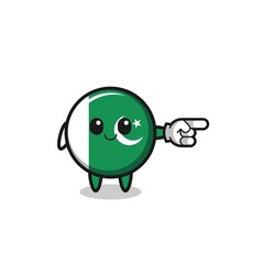 pakistan flag mascot with pointing right gesture