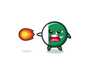 cute pakistan flag mascot is shooting fire power