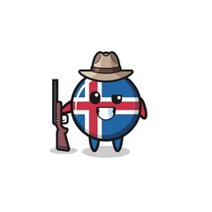 iceland flag hunter mascot holding a gun