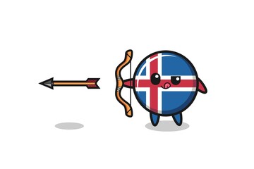 illustration of iceland flag character doing archery