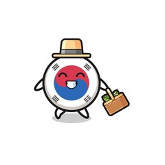 Fototapeta premium south korea flag herbalist character searching a herbal