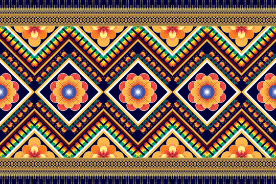 Tribal ethnic pattern design. Mandala seamless abstract traditional textile digital chevron Mexico African backdrop ornament geometry Aztec vector illustrations background folklore American style.