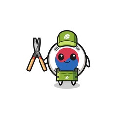 cute south korea flag as gardener mascot
