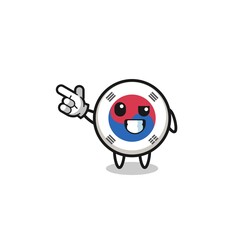 south korea flag mascot pointing top left