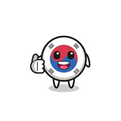 south korea flag mascot doing thumbs up gesture