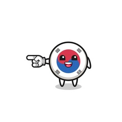 south korea flag cartoon with pointing left gesture
