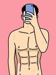 Fototapeta premium cute man cartoon on pink background