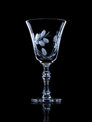 Sektglas vor schwarzem Hintergrund
