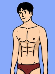 Fototapeta premium cute man cartoon on blue background