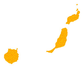 Vector Golden map of Las Palmas Province. Map of Las Palmas Province is isolated on a white background. Golden items mosaic based on solid yellow map of Las Palmas Province.