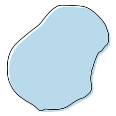Stylized simple outline map of Nauru icon. Blue sketch map of Nauru  illustration