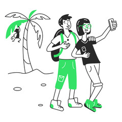 couple taking a selfie on the beach