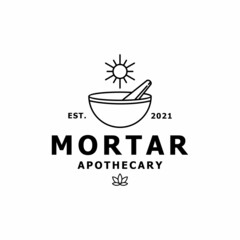 Mortar pestle sunshine sative hemp cannabis for medical medicine doctor clinic logo design