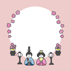 ひな祭り　正方形フレーム　淡色