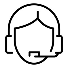 Tech woman support icon outline vector. Customer service