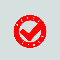 Red checklist button in circle with text ready stock vector illustration isolated on light background