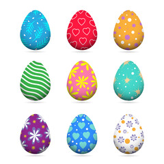 Fototapeta premium Set of Easter eggs collection on White background