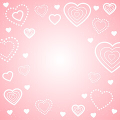 Valentine's Day background. Lots of white Hearts on Pink Background for Valentine's Day Greeting Cards and Promotions