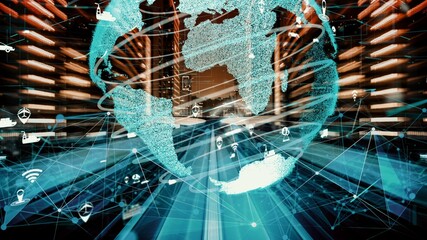 Smart transport technology concept for future car traffic on newish city road . Virtual intelligent system makes digital information analysis to connect data of vehicle on city street .