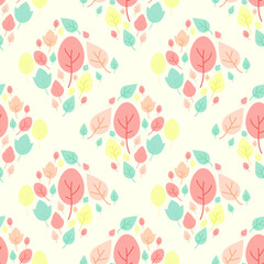 pastel leaf in square shape seamless for fabric pattern in summer season
