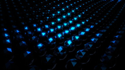 Obraz premium VJ 多面体 ダーク 反射 黒 青 [別Verあり]