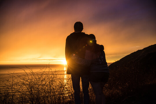 Silhouette Against a California Coast Pacific Ocean Sunset