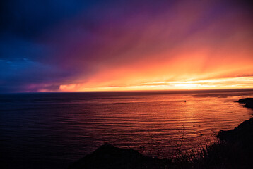 Sunset in California on Pacific Coast Highway One