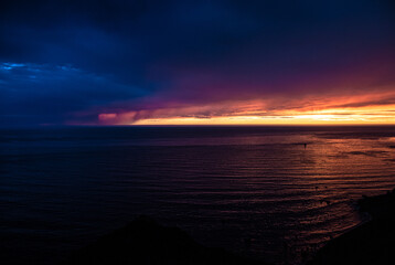 Fototapeta premium Sunset in California on Pacific Coast Highway One