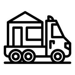 House truck delivery icon outline vector. Relocation service