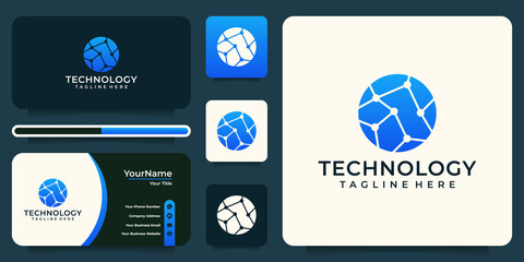 Circle technology connection core logo vector