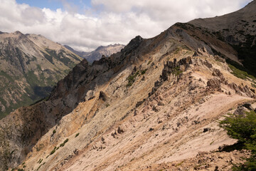 Trekking in Patagonia. View of Bella Vista hill rocky mountaintop in Bariloche, Argentina.