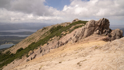 The rocky mountaintop of Bella vista hill in Bariloche, Patagonia Argentina. 