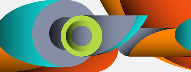 Abstract background. Minimal geometric circles and round style shapes with deep shadow effects. Trendy technology business template for wallpaper banner or background