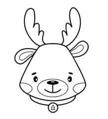 Christmas coloring book or page. Christmas animal black and white  illustration