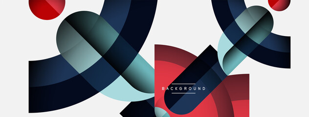 Geometric abstract background. Round shapes, circles, lines composition for wallpaper banner background or landing page