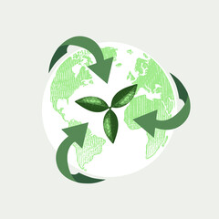 Green earth icon. Vector logo with environment theme.