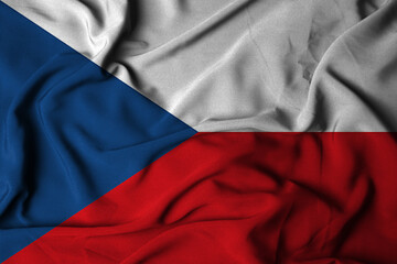 selective focus of flag of the czech republic with waving fabric texture. 3d illustration
