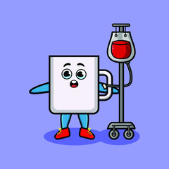 Fototapeta premium Cute cartoon illustration of coffee tea cup having blood transfusion with cute modern style design for t-shirt, sticker, logo element