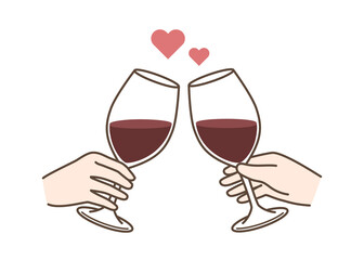 ワイン　乾杯　ハート