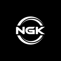 NGK letter logo design with black background in illustrator, vector logo modern alphabet font overlap style. calligraphy designs for logo, Poster, Invitation, etc.